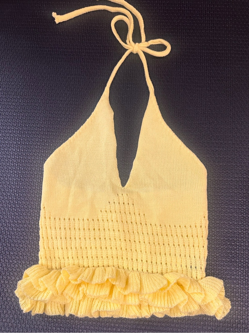 Buttersoft knitted halter top with ruffle